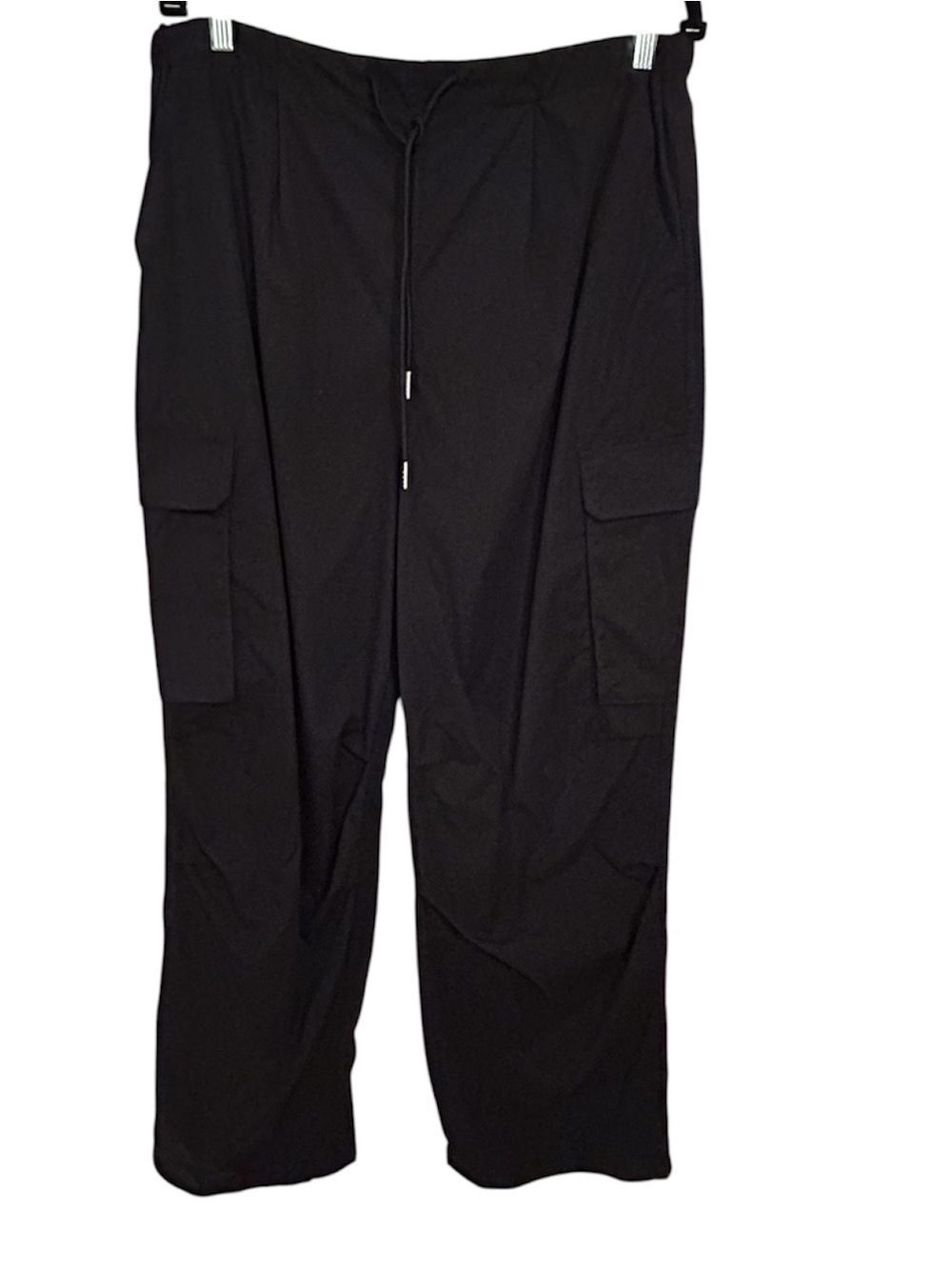 FLX Women's Black Cargo Pants with Drawstring Waist Size Large